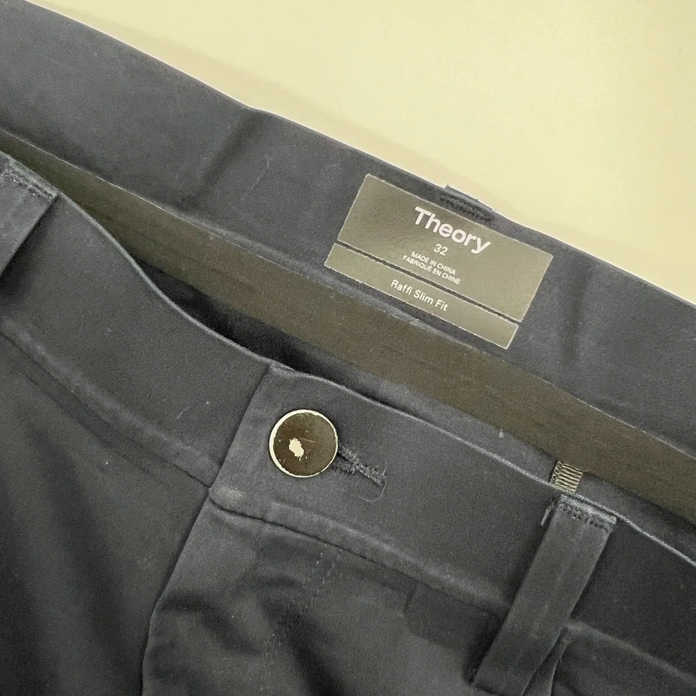 Theory Tech Raffi Slim Fit Dress Pants Mens Size 32 Navy Blue Stretch Flat Front